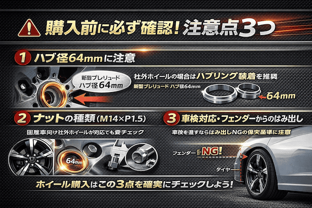 プレリュードのホイール購入前に必ず確認！注意点3つ